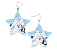 Pendientes de estrella de cuero blanco para mujer, joyería colgante con estampado de montañas nevadas, recuerdos de fiesta, colgantes de aro simples, One Size, Cuero, Sin piedra preciosa