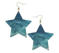 Pendientes de estrella de cuero blanco para mujer, joyería colgante con estampado de océano profundo, recuerdos de fiesta, colgantes de aro simples, One Size, Cuero, Sin piedra preciosa