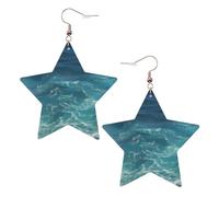 Pendientes de estrella de cuero blanco para mujer, joyería colgante con estampado de océano profundo, recuerdos de fiesta, colgantes de aro simples, One Size, Cuero, Sin piedra preciosa