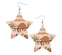 Pendientes de estrella de cuero blanco para mujer, joyería colgante con estampado de perezoso You Are Awesome, colgantes de aro ligeros y de moda, talla única, Cuero