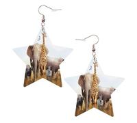 Pendientes de estrella de cuero blanco para mujer, joyería colgante con estampado de safari de animales, colgantes de aro ligeros y de moda, talla única, Cuero