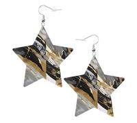 Pendientes de estrella de cuero ligero de mármol de lujo para mujer, fiestas de cumpleaños, talla única, Cuero sintético
