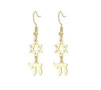 Pendientes de estrella de David Chai con hexagrama de seis puntas, aretes de estrella judía, amuleto hebreo, chai, amuleto de la suerte, cábala, bendición, joyería religiosa, regalo de Israel Hanukkah
