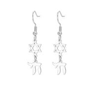 Pendientes de estrella de David Chai con hexagrama de seis puntas, aretes de estrella judía, amuleto hebreo, chai, amuleto de la suerte, cábala, bendición, joyería religiosa, regalo de Israel Hanukkah