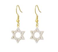 Pendientes de estrella de David para mujer, hexagrama de seis puntas, aretes de estrella judía, cruz de Cristo, joyería religiosa cristiana, regalo de Israel Hanukkah, Medio, Acero inoxidable, Sin