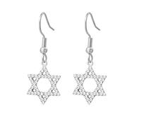 Pendientes de estrella de David para mujer, hexagrama de seis puntas, aretes de estrella judía, cruz de Cristo, joyería religiosa cristiana, regalo de Israel Hanukkah, Medio, Acero inoxidable, Sin