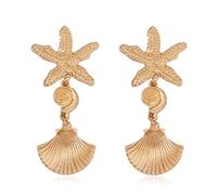 Pendientes de estrella de mar para mujer, joyería de playa, perlas de concha, colgantes tropicales, accesorios de vacaciones tropicales, trajes de verano tropicales, ropa de vacaciones en la playa
