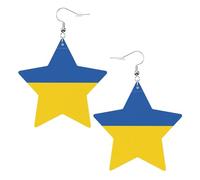 Pendientes de estrella de piel sintética, aretes de moda, bonitos aretes colgantes con estampado de bandera de Ucrania