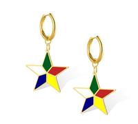 Pendientes de estrella drusa para mujer, acero inoxidable, símbolo de druzismo, color de estrella de cinco puntas, joyería religiosa, Adjustable, Acero inoxidable, Sin piedra preciosa