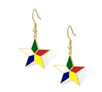 Pendientes de estrella drusa para mujer, acero inoxidable, símbolo de druzismo, color de estrella de cinco puntas, joyería religiosa, Grande, Acero inoxidable, Sin piedra preciosa