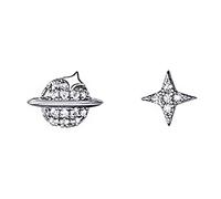 Pendientes de estribos de planeta asimétrico para mujeres joyas finas