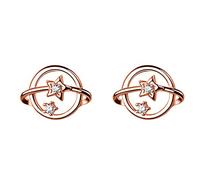 Pendientes de estribos de planeta asimétrico para mujeres joyas finas