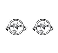 Pendientes de estribos de planeta asimétrico para mujeres joyas finas