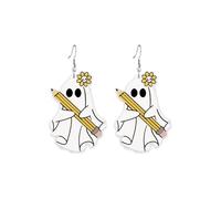 Pendientes de fantasma de Halloween para mujer, aretes de libro de fantasmas espeluznantes, divertidos aretes colgantes de calabaza, joyería de Halloween, accesorios de disfraz, no, Metal, Sin piedra