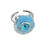 Pendientes de felpa de dibujos animados de monstruos pequeños, anillos abiertos divertidos para fiestas, joyería divertida para fiestas, anillos abiertos para fiestas, accesorios de joyería, Blue