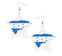 Pendientes de fiesta con la bandera de Honduras para mujer, aretes colgantes de estrella brillante, joyería de gota de moda para salir por la noche, One Size, Cuero