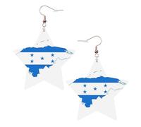 Pendientes de fiesta con la bandera de Honduras para mujer, aretes colgantes de estrella brillante, joyería de gota de moda para salir por la noche, One Size, Cuero