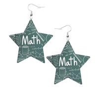 Pendientes de fiesta con palabras de lecciones de matemáticas para mujer, aretes colgantes de estrella brillante, joyería de gota de moda para salidas nocturnas, One Size, Cuero