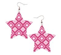 Pendientes de fiesta con patrón de diamante rosa para mujer, aretes colgantes de estrella brillante, joyería de gota de moda para salir por la noche, One Size, Cuero