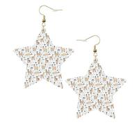 Pendientes de fiesta con patrón de dibujos animados de llama para mujer, aretes colgantes de estrella brillante, joyería de gota de moda para salir por la noche, One Size, Cuero