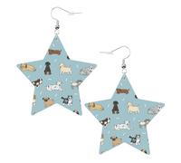Pendientes de fiesta de cachorros para mujer, aretes colgantes de estrella brillante, joyería de gota de moda para salir por la noche, One Size, Cuero