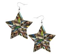 Pendientes de fiesta de cebo de pesca para mujer, aretes colgantes de estrella brillante, joyería de gota de moda para salir por la noche, One Size, Cuero