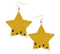 Pendientes de fiesta de color amarillo mostaza y negro para mujer, aretes colgantes de estrella brillante, joyería de gota de moda para salidas nocturnas, One Size, Cuero