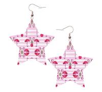 Pendientes de fiesta de flamenco tropical y piña de verano para mujer, aretes colgantes de estrella brillante, joyería de gota de moda para salidas nocturnas, One Size, Cuero