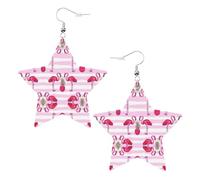 Pendientes de fiesta de flamenco tropical y piña de verano para mujer, aretes colgantes de estrella brillante, joyería de gota de moda para salidas nocturnas, One Size, Cuero
