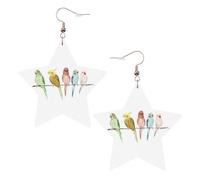 Pendientes de fiesta de loros coloridos en árbol para mujer, aretes colgantes de estrella brillante, joyería de gota de moda para salir por la noche, One Size, Cuero