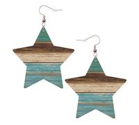 Pendientes de fiesta de madera rústica para mujer, aretes colgantes de estrella brillante, joyería de gota de moda para salir por la noche, One Size, Cuero