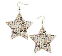 Pendientes de fiesta de pata de perro para mujer, aretes colgantes de estrella brillante, joyería de gota de moda para salir por la noche, One Size, Cuero