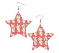 Pendientes de fiesta de piña para mujer, aretes colgantes de estrella brillante, joyería de gota de moda para salir por la noche, One Size, Cuero