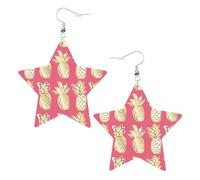 Pendientes de fiesta de piña para mujer, aretes colgantes de estrella brillante, joyería de gota de moda para salir por la noche, One Size, Cuero