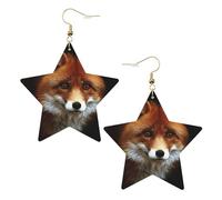 Pendientes de fiesta de zorro para mujer, aretes colgantes de estrella brillante, joyería de gota de moda para salir por la noche, One Size, Cuero