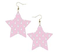 Pendientes de fiesta rosa de oso polar para mujer, aretes colgantes de estrella brillante, joyería de gota de moda para salidas nocturnas, One Size, Cuero