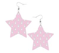 Pendientes de fiesta rosa de oso polar para mujer, aretes colgantes de estrella brillante, joyería de gota de moda para salidas nocturnas, One Size, Cuero