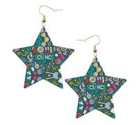 Pendientes de fiesta temática de ciencia de dibujos animados para mujer, aretes colgantes de estrella brillante, joyería de gota de moda para salidas nocturnas, One Size, Cuero