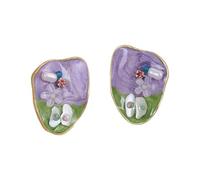 Pendientes de flor con pintura óleo UniqueJewelry Pendientes de flores Textura de aleación Pendiente de mujer presente para mujeres y niñas cuadrados de aleación para