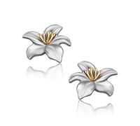 Pendientes de flor de plata de ley 925 con diseño de flor, delicados aretes de tuerca para mujer, hipoalergénicos, ópalo sintético, aretes de flores para el día de la madre, Plata de ley, Sin piedra