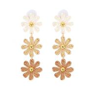Pendientes de flor de rafia, hechos a mano, hechos a mano, envueltos en paja, para mujer, joyería de verano y playa, Estándar, Ratán, Sin piedra preciosa