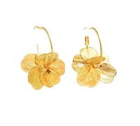 Pendientes De Flor Dorada Elegantes Gotas Florales De Gran Tamaño Joyería Llamativa Ligera Mujeres Diseño Único Pendientes De Aleación De Oro Llamativos Colgantes De Oreja Doradas Flor
