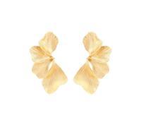 Pendientes de flores de oro para mujer, aretes de tuerca grandes y exagerados con pétalos florales, Talla única, Acero inoxidable, Sin piedra preciosa