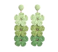 Pendientes de flores de rafia para mujer, colgantes para primavera, verano, coloridos, ligeros, envueltos en paja, tejidos, colgantes, florales, joyería tropical, playa, vacaciones, accesorios hechos