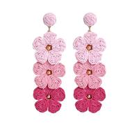Pendientes de flores de rafia para mujer, colgantes para primavera, verano, coloridos, ligeros, envueltos en paja, tejidos, colgantes, florales, joyería tropical, playa, vacaciones, accesorios hechos