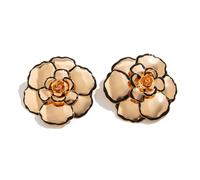 Pendientes de flores en tono dorado, accesorios exagerados con forma floral, ligeros, cómodos, joyería de hierro, joyería geométrica floral, talla única, como se describe, como se describe
