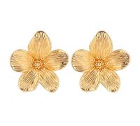 Pendientes de Flores para Mujer, Pendientes Colgantes de Flores con Diseño Pétalos Grandes Joyería Floral Regalo Ideal para Mujeres (Color Dorado)