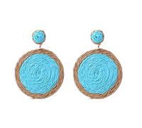 Pendientes de fútbol para mujer, aretes de ratán, anillo de bola de ratán, aretes colgantes para mujer, aretes hechos a mano, aretes trenzados de paja de ratán, aretes de rafia, accesorios de playa de