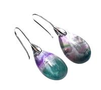Pendientes De Gancho con Forma De Lágrima De Fluorita Natural para Mujer, Hechos A Mano, con Piedras Preciosas En Forma De Lágrima, Delicados Y Sencillos Pendientes De Cristal, Joyería Llamativa