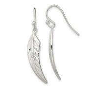 Pendientes de gancho de pastor de plata de ley 925 pulida, 34,3 x 5,9 mm de ancho, para mujer